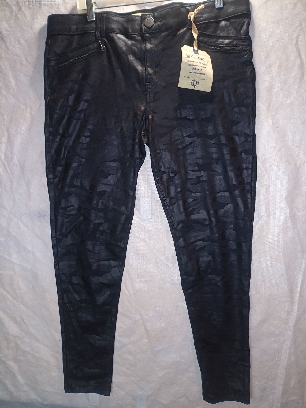 Democracy Black Camo Coated Straight Leg Jeans